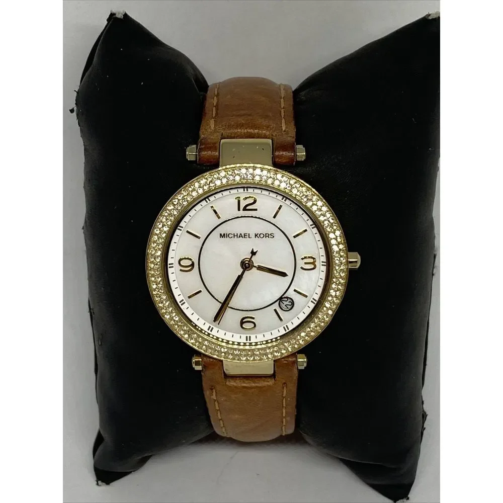 Michael Kors Parker MK3830 Women's Brown Leather Analog Dial Quartz Watch MP157 - Picture 3 of 12